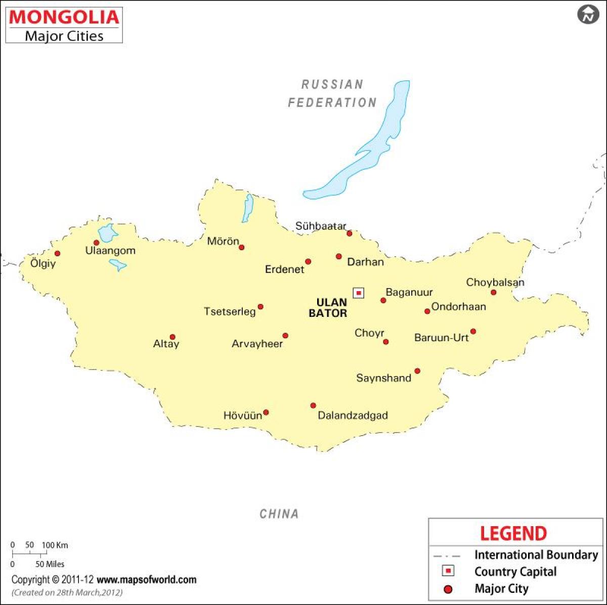 Mongoolia kaart linnad