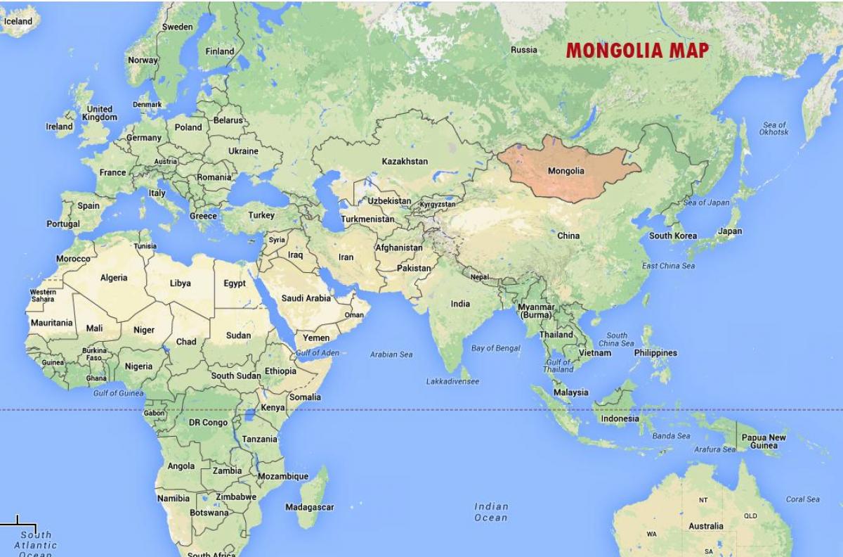 maailma kaart, mis näitab Mongoolia