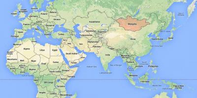 Maailma kaart, mis näitab Mongoolia
