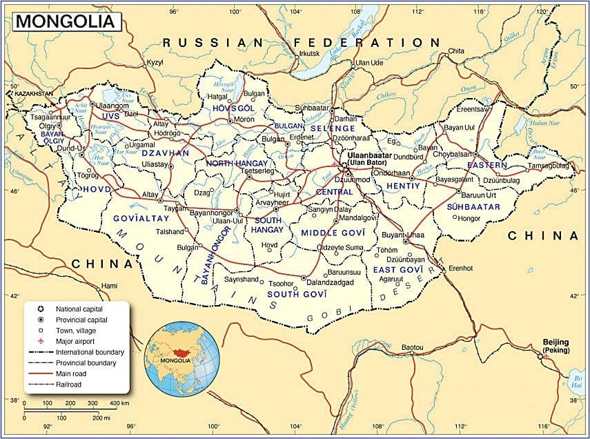 Mongoolia tourist map